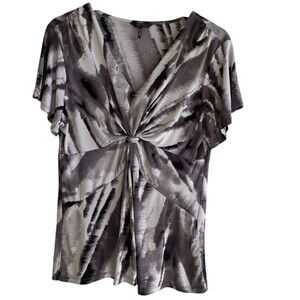 Daisy Fuentes Womens Babydoll Top Size XL Office Fairy Grunge Preppy Abstract